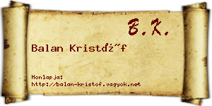 Balan Kristóf névjegykártya